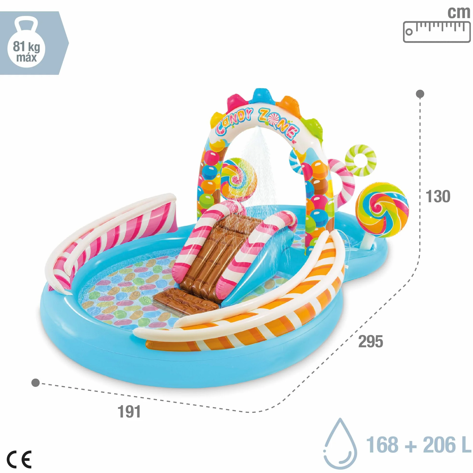 Intex Candy Zone Zjeżdżalnia Wodna, Wielokolorowy, 6,5 cm,57149NP