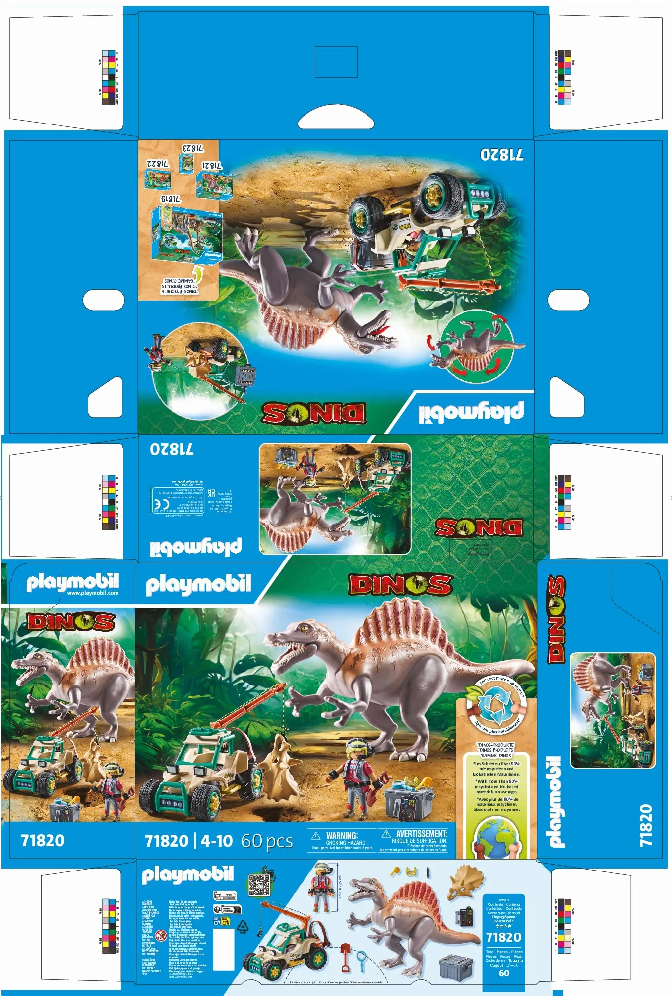 PLAYMOBIL | Dinos | Atak Spinozaura na Wykopaliska Dinozaurów | Zestaw dinozaurów | Zabawka akcji | Zabawka przygoda dla dzieci od 4. roku życia | 71820