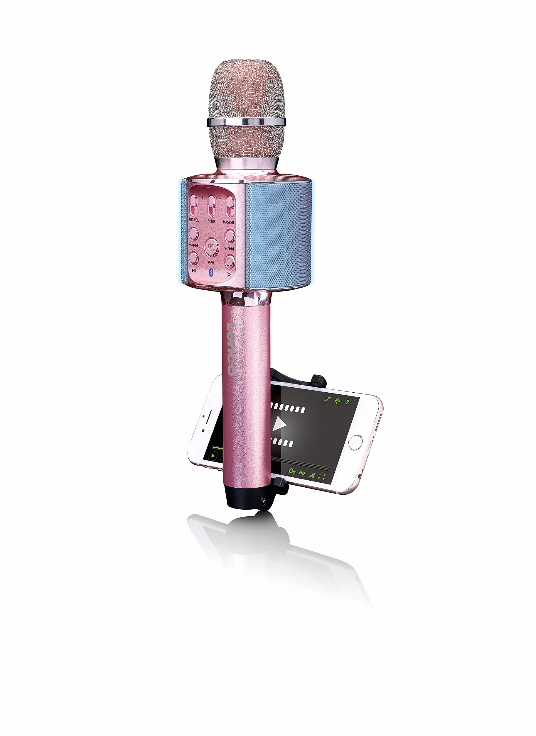 Lenco BMC-090PINK Mikrofon do Karaoke, 8 x 7.5 x 27.5 cm, różowy