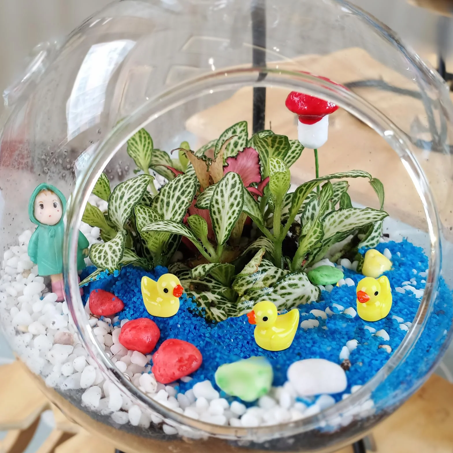 Miniaturowe kaczki z żywicy, 100 sztuk, miniaturowe kaczki z żywicy, miniaturowe figurki kaczek do akwarium, domku dla lalek, miniaturowy ogród, akcesoria DIY, miniaturowe statuetki i dekoracja domu