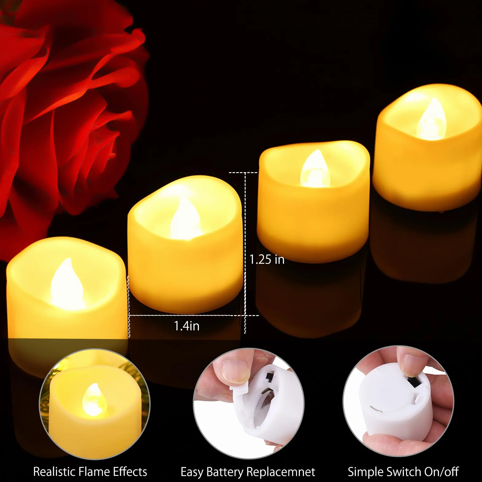 12 sztuk świec LED z timerem, świece LED z funkcją timera, automatyczne wyłączanie, migocząca elektryczna świeca LED na wesela, dekoracje na przyjęcia (ciepła biel)