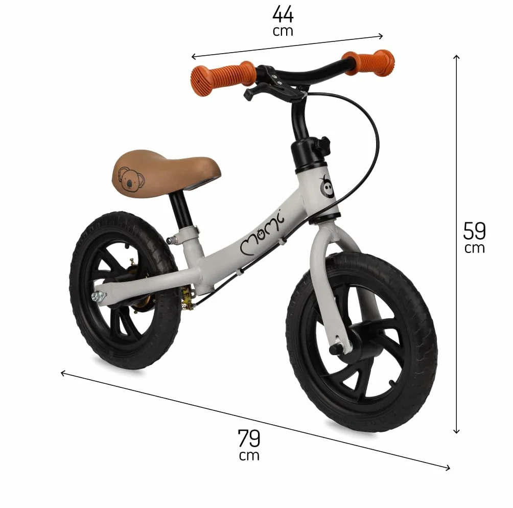 Momi BREKI rower dziecięcy dla dziewczynek i chłopców od 3 lat (maks. waga ciała 25 kg), stabilna, lekka rama metalowa 3 kg, regulowana wysokość siodełka z systemem Quick Release, odporne na przebicie