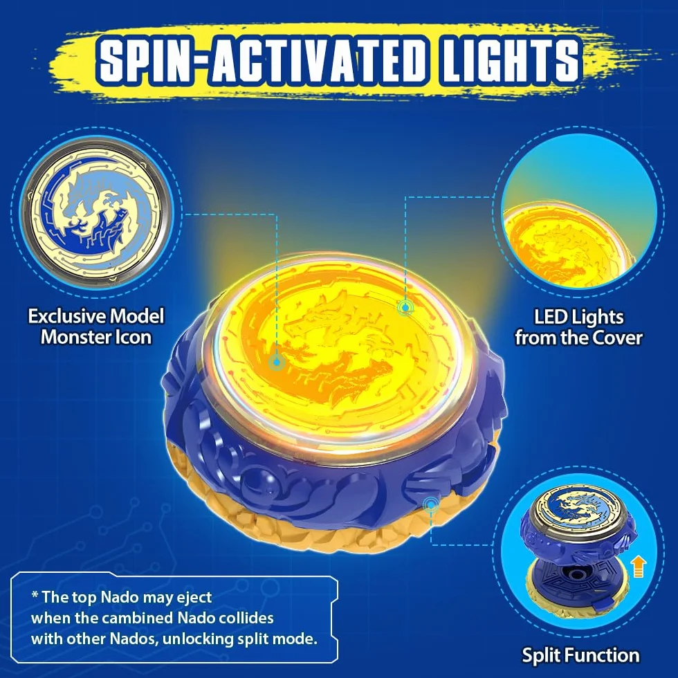 Infinity Nado Beyblade Nado Spinning Top, metalowa zabawka dla chłopców od 5 lat, seria Split – Sacred Shield Double Dragon S