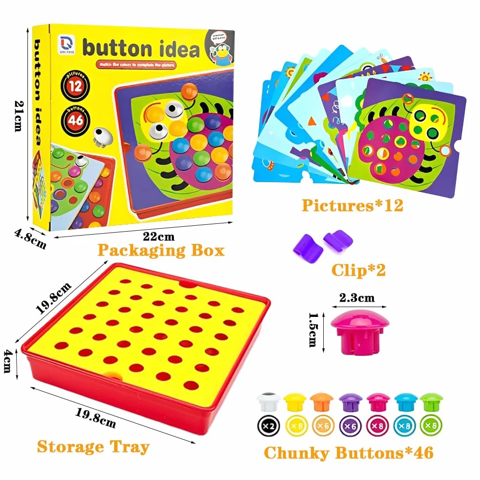 Cylora Gry Montessori dla dzieci w wieku od 3 do 6 lat, z 46 dużymi perłami i 12 kolorowymi kartami, tabletem i pojemnikiem