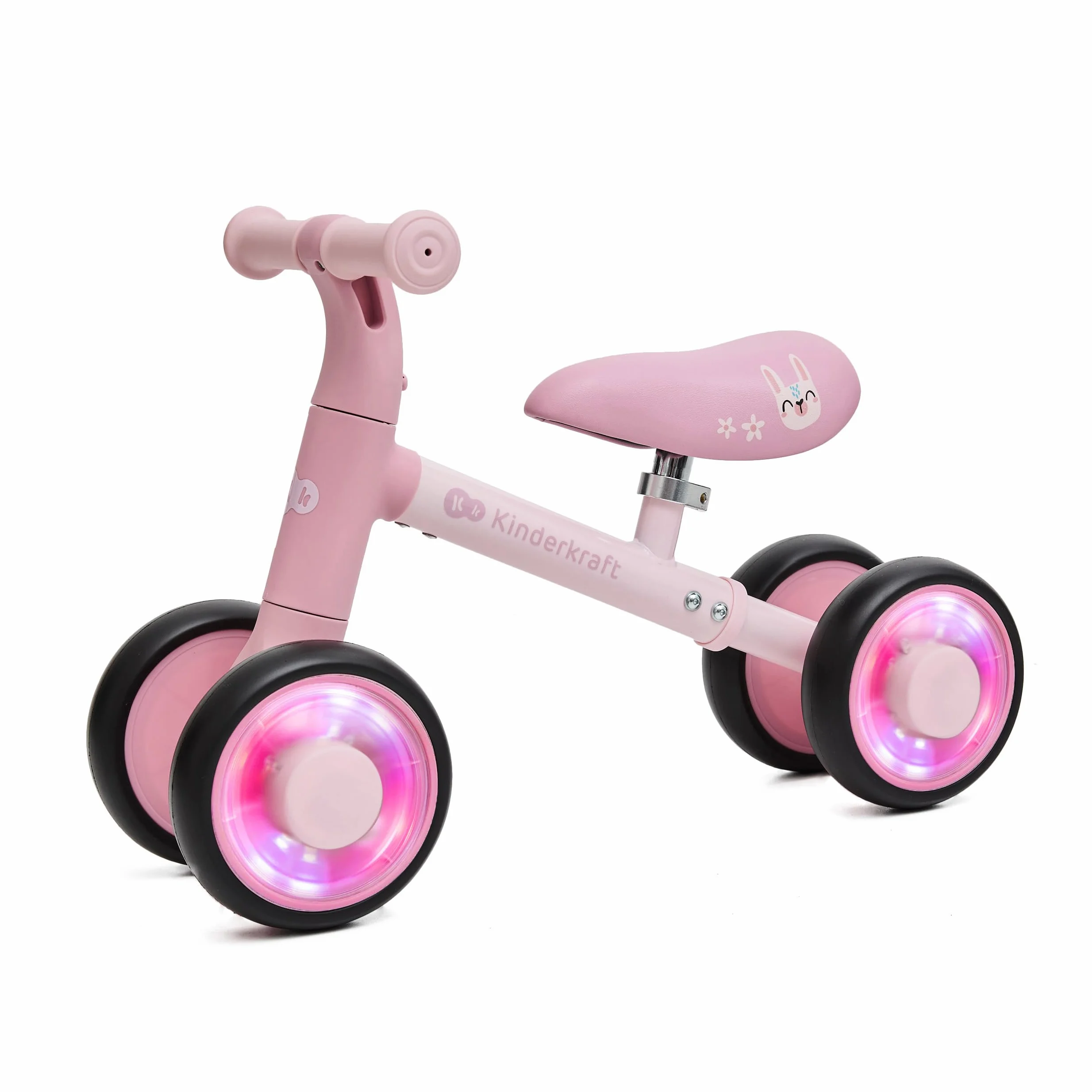 Kinderkraft CUTIE FLASH rower edukacyjny dla dzieci bez pedałów, koła LED, różowy