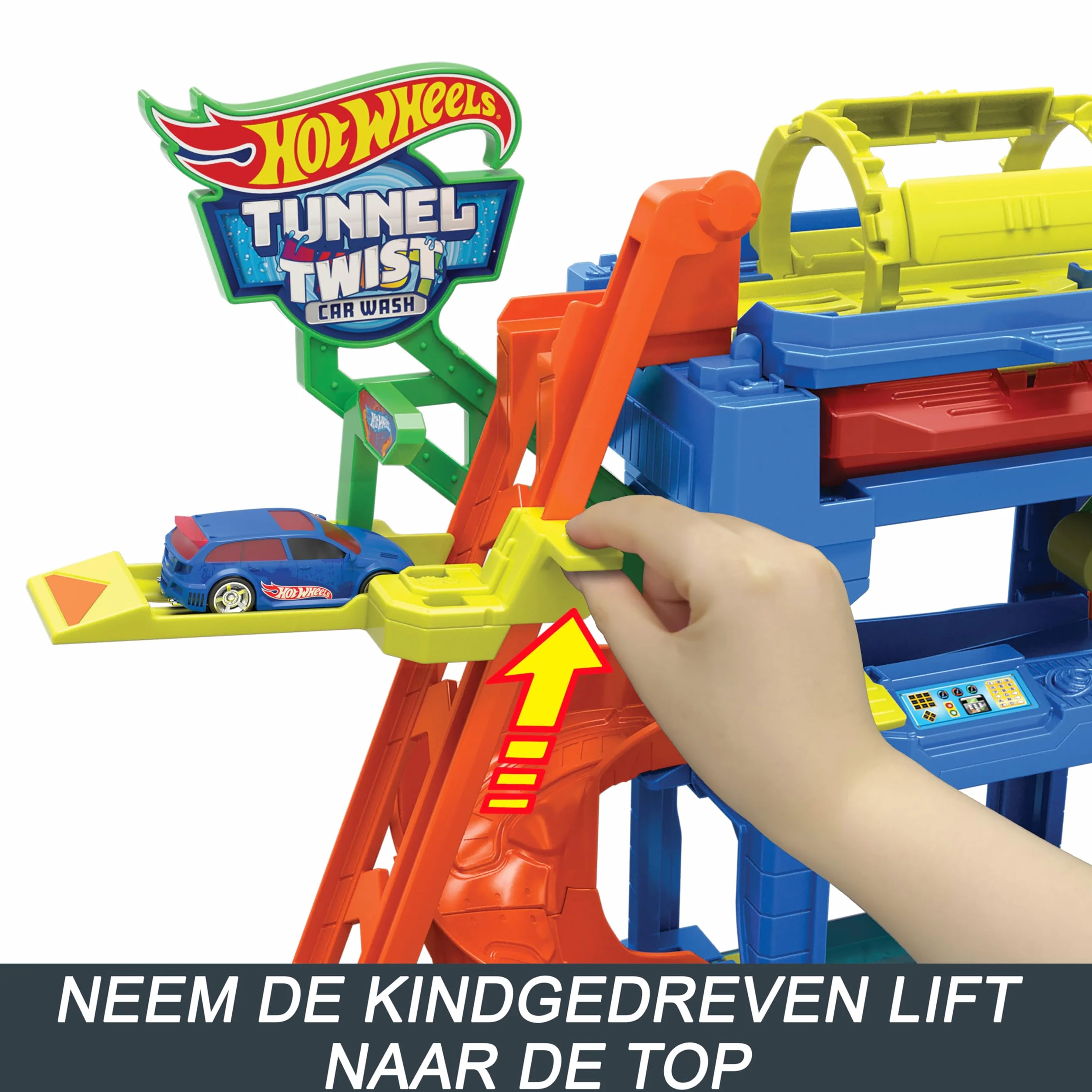 Hot Wheels City „Let's Race – Na start!” Netflix - Myjnia Odjazdowe zakręty Zestaw z 1 samochodzikiem Color Shifters w skali 1:64, HTN80