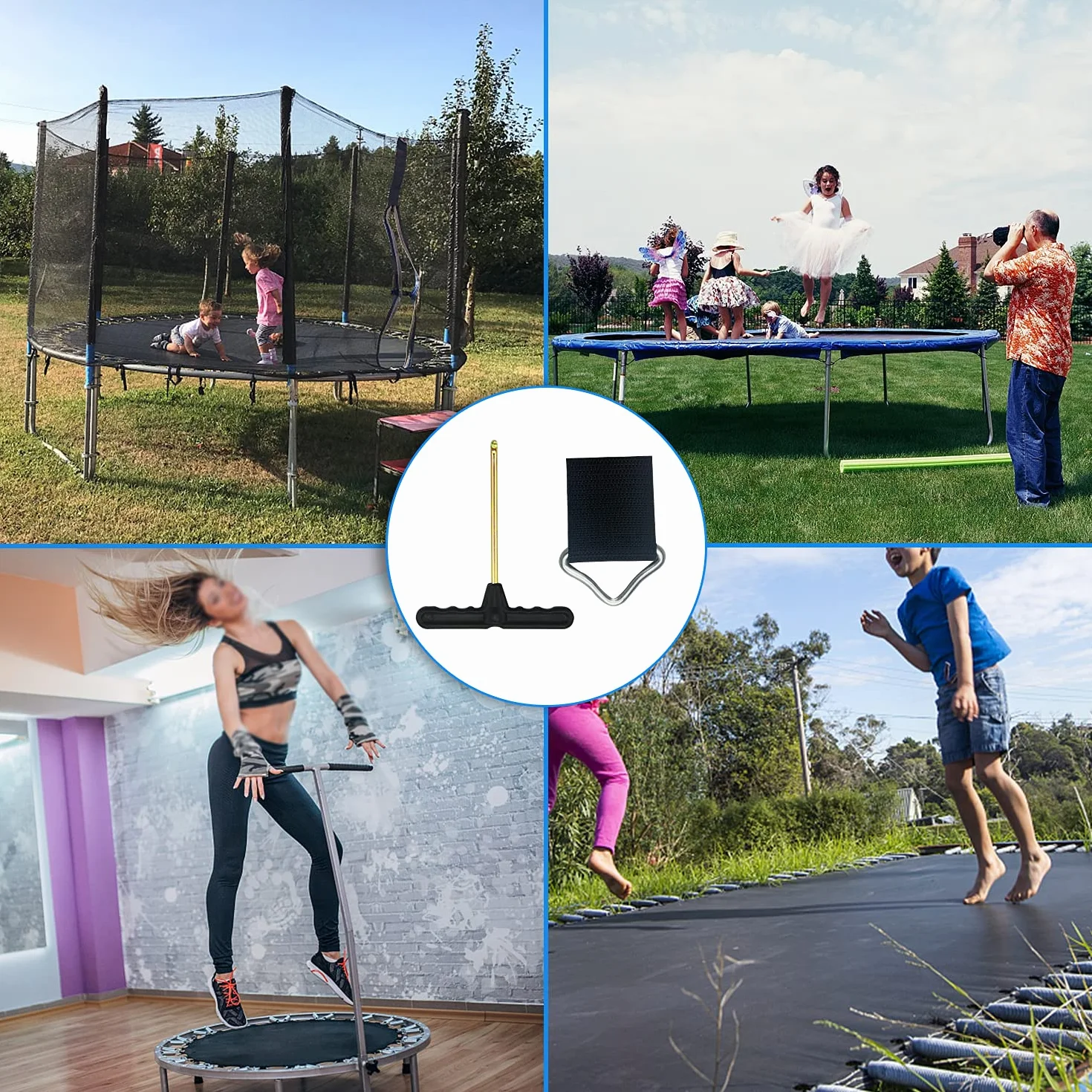 12 sztuk trójkątne klamry do sprężyn trampoliny, sprężyny trampoliny, mata do trampoliny, trójkątne pierścienie, pierścienie V, klamra, taśma paska, akcesoria do trampoliny z narzędziami do trampoliny