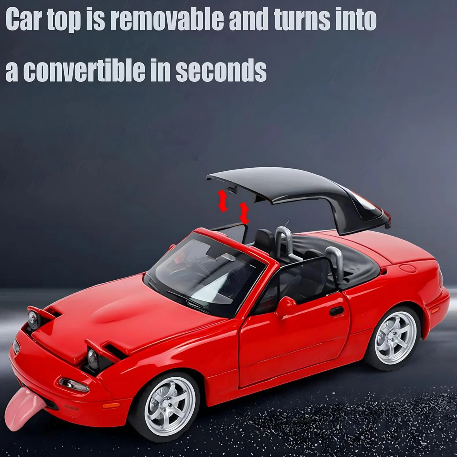 Mazda MX-5 Miata 1:32 modelka samochodu, zabawka z światłem i muzyką, zdejmowana osłona, funkcja cofania, odlew z stopu, idealny dla dzieci od 3 lat i kolekcjonerski model samochodu (czerwony)