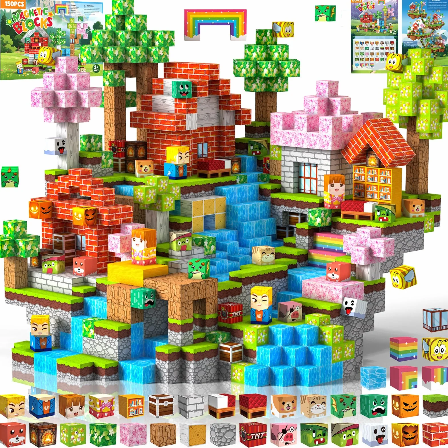 Klocki Magnetyczne 150 PCS 2CM Zabawki STEM Montessori dla Dzieci 3+ Prezenty