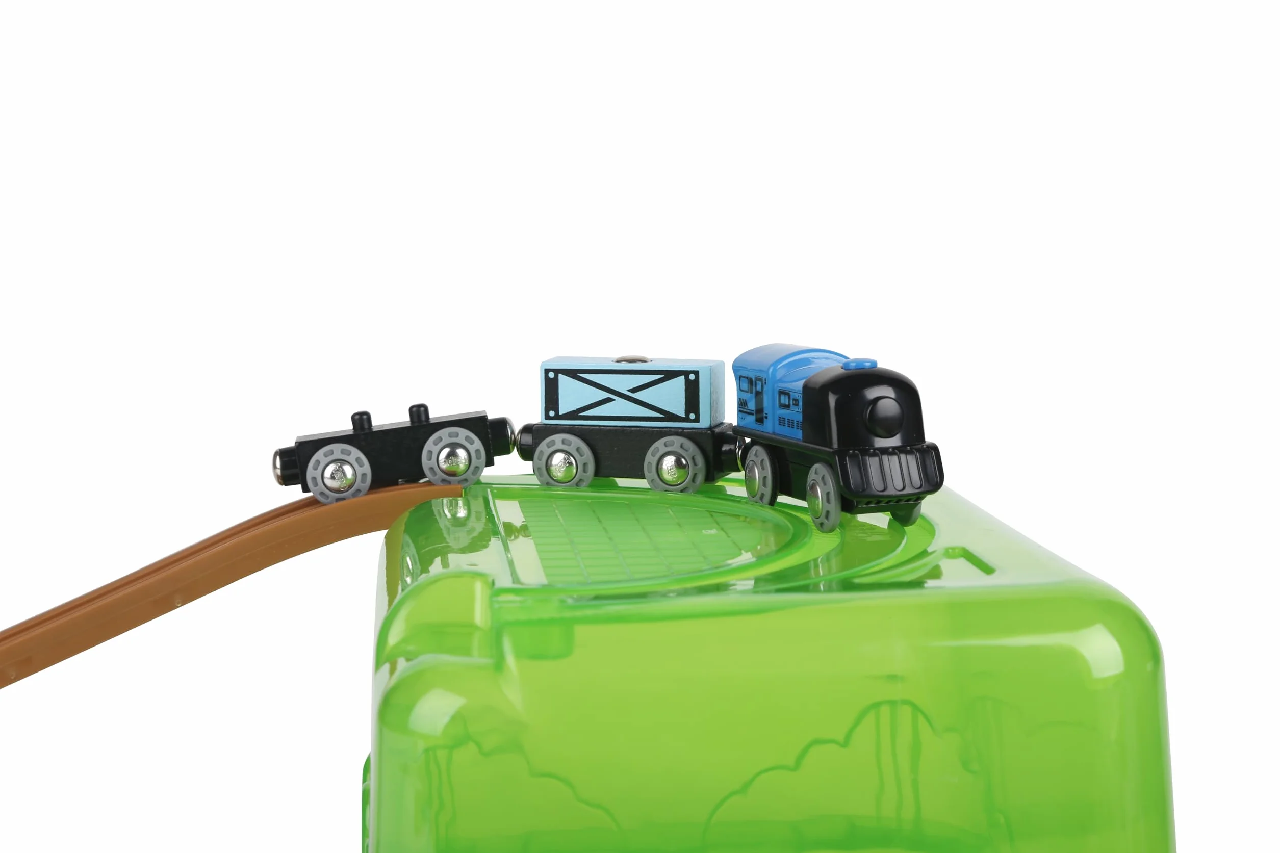 Hape Sustainable Wood Toy Train Railway Bucket 50-Piece Builder Set