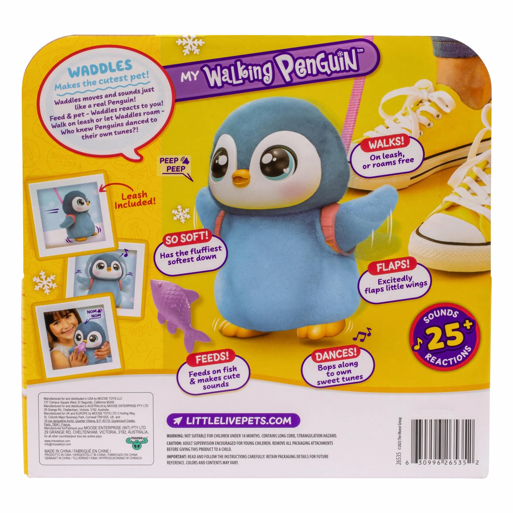 Little Live Pets My Walking Penguin Waddles | Cuddly Interactive Penguin That Runs, Dances and Flutters with Wings Over 25 Sounds & Reactions Batteries Included Ages 5+