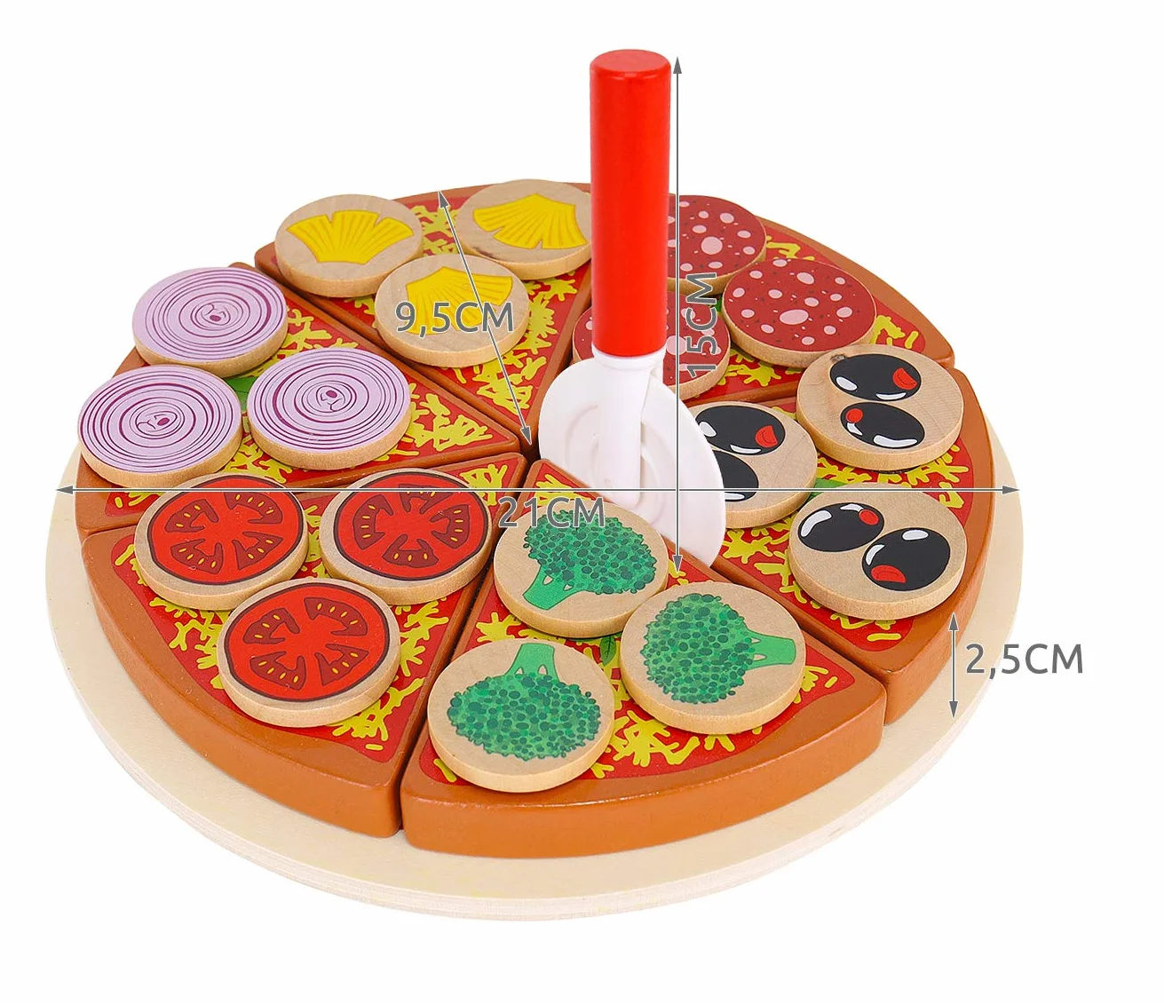KRUZZEL Cięcie pizzy do drewna Asortyment zabawek 9354
