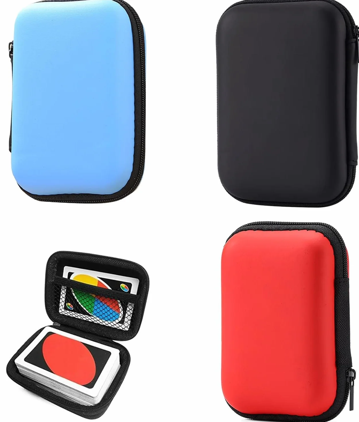 Etui na karty do gra, 3 sztuki, chroni przed wilgocią i kurzem, trwałe pudełko do przechowywania kart do gra (czerwone, niebieskie, czarne)