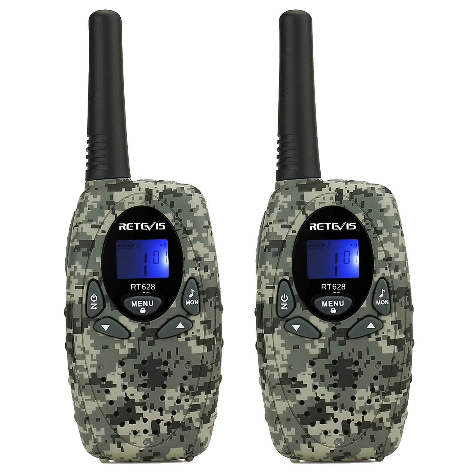 Retevis RT628 krótkofalówka dla dzieci, duży zasięg, prosta obsługa PMR446, zabawka dla dzieci w wieku od 3 do 12 lat, Spy Gear, podróże (1 para, kamuflaż)