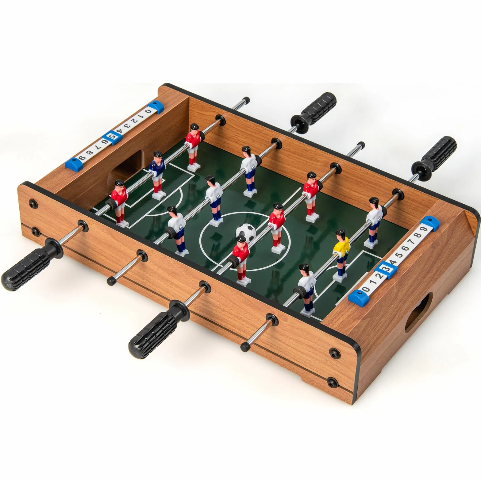 COSTWAY Mini Piłkarzyki dla 2 Graczy, Stół do Gry z Drewna, Wytrzymały Uchwyt, 2 Piłki i Tablica Wyników, dla Dorosłych i Dzieci, 51 x 30,5 x 9 cm