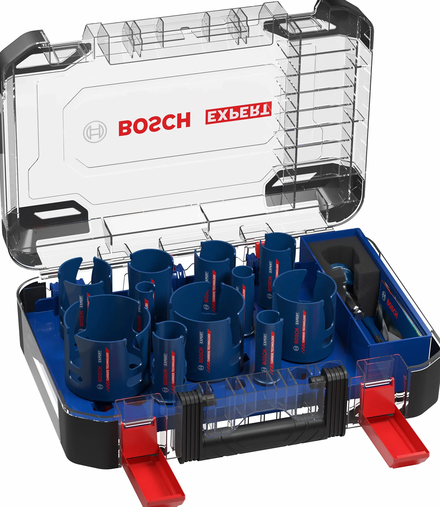 Bosch 11x Zestawy piły otwornic EXPERT Construction Material (do Miękkie drewno, Płyta wiórowa, Ø 20-76 mm, Professional Akcesoria Wiertarki/Wkrętarki)