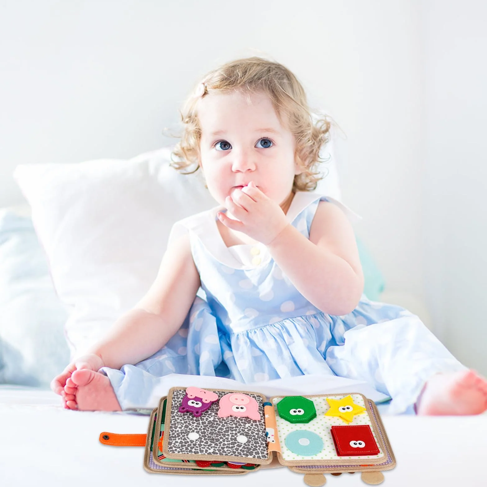 Busy Board Montessori Zabawka od 1, 2, 3 lat Książeczka aktywności z miękkiego filcu Zabawka sensoryczna dla niemowląt na wczesne rozwój i podróże, aktywności edukacyjne przedszkolne, prezent