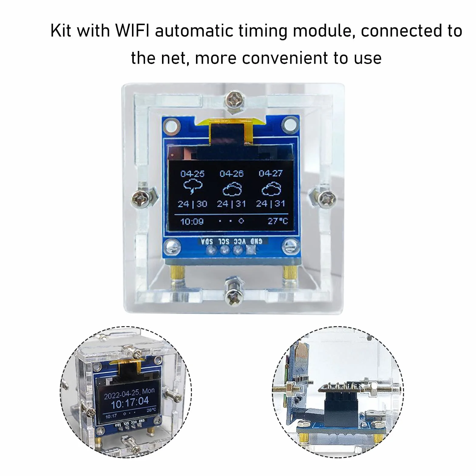 Cyfrowy Elektroniczny Minizegar Zestaw do Samodzielnego Montażu Budzik DIY Zestaw Modułu Rozrządu DIY Zestaw Elektroniki do Projektów Związanych z Nauką i Nauczaniem, Powłoka Akrylowa Organiczna Dioda