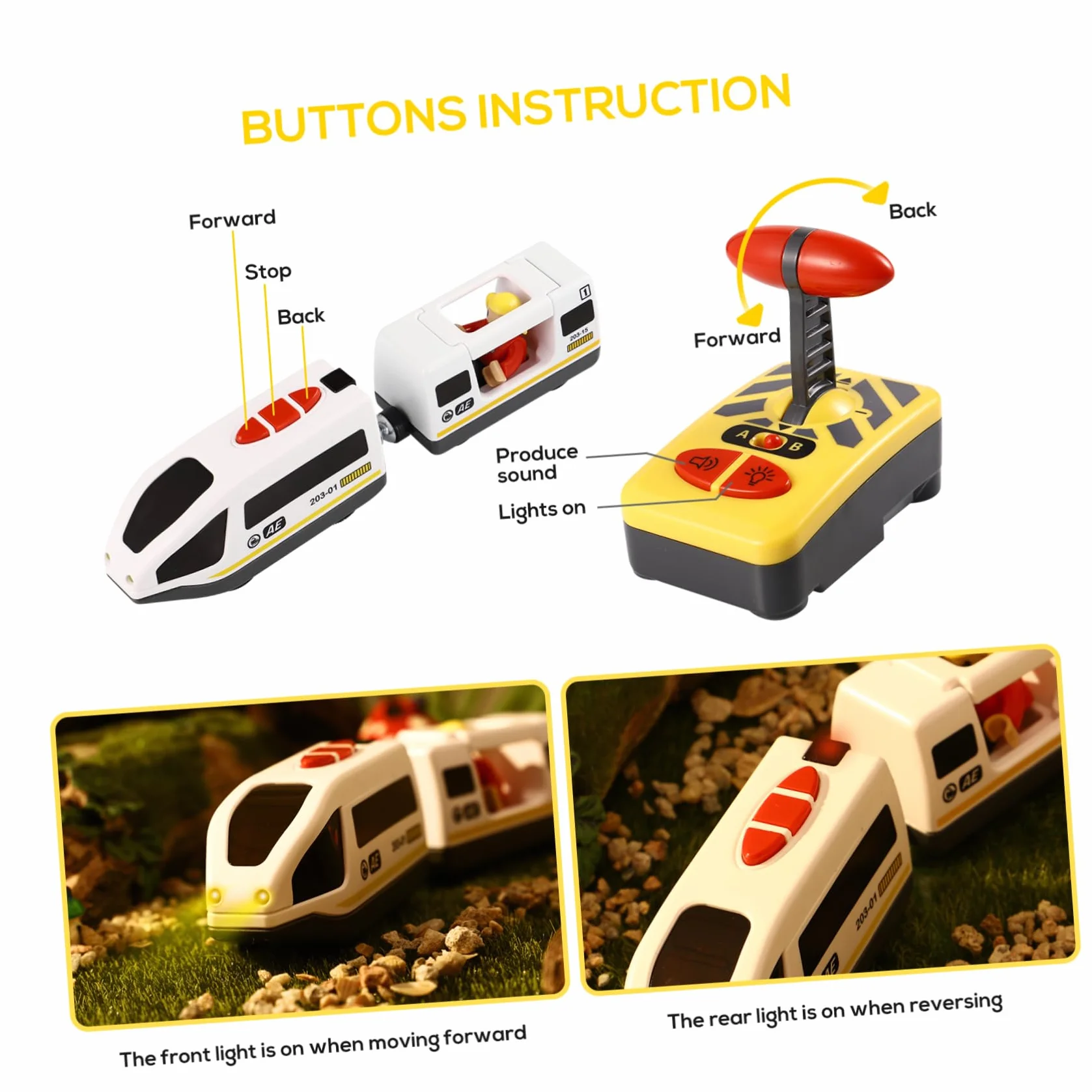 NUOBESTY RC zabawka elektryczna mini pilot zdalnego sterowania dla dzieci, kolejka do zabawy, guzik, pojazd do nauki, zabawka dla chłopców i dziewczynek 1 sztuka