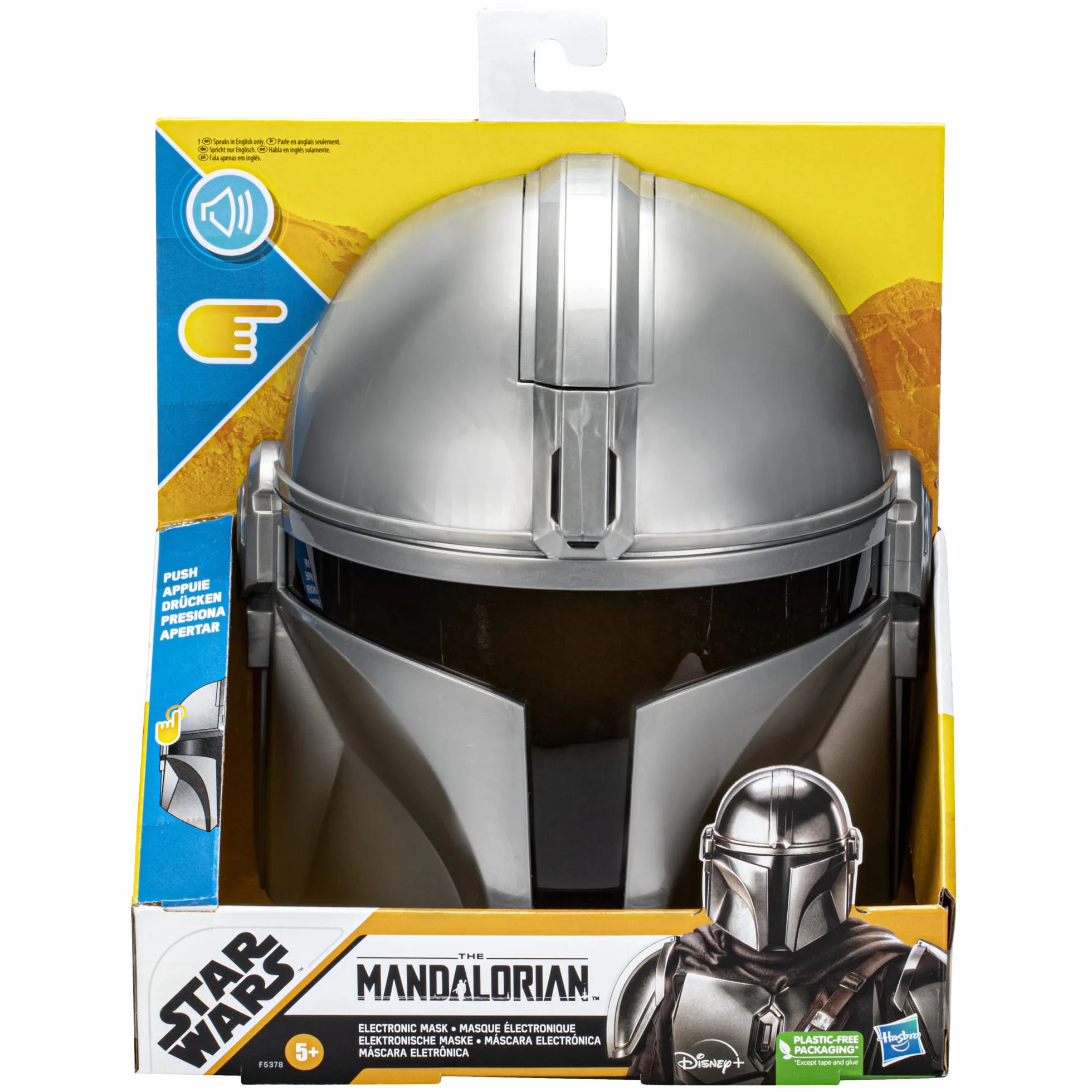 Star Wars Hasbro Elektroniczna maska Mandalorian, przebranie Mandalorian dla dzieci, z dźwiękami i frazami, od 5 lat, wielokolorowa, jeden rozmiar