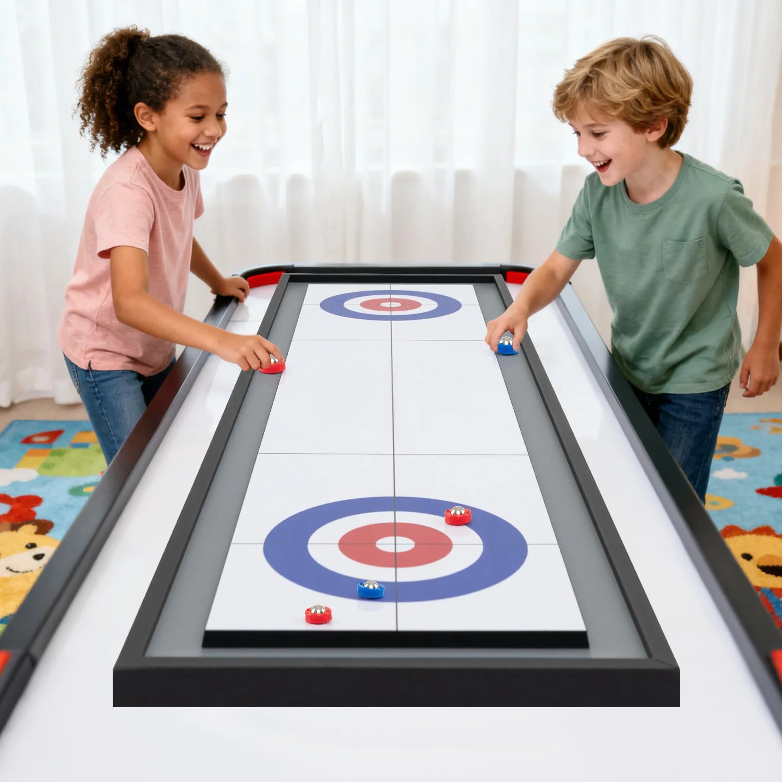 COSTWAY Shuffleboard & Curling Gra Planszowa 114x32 cm Drewniana Przenośna