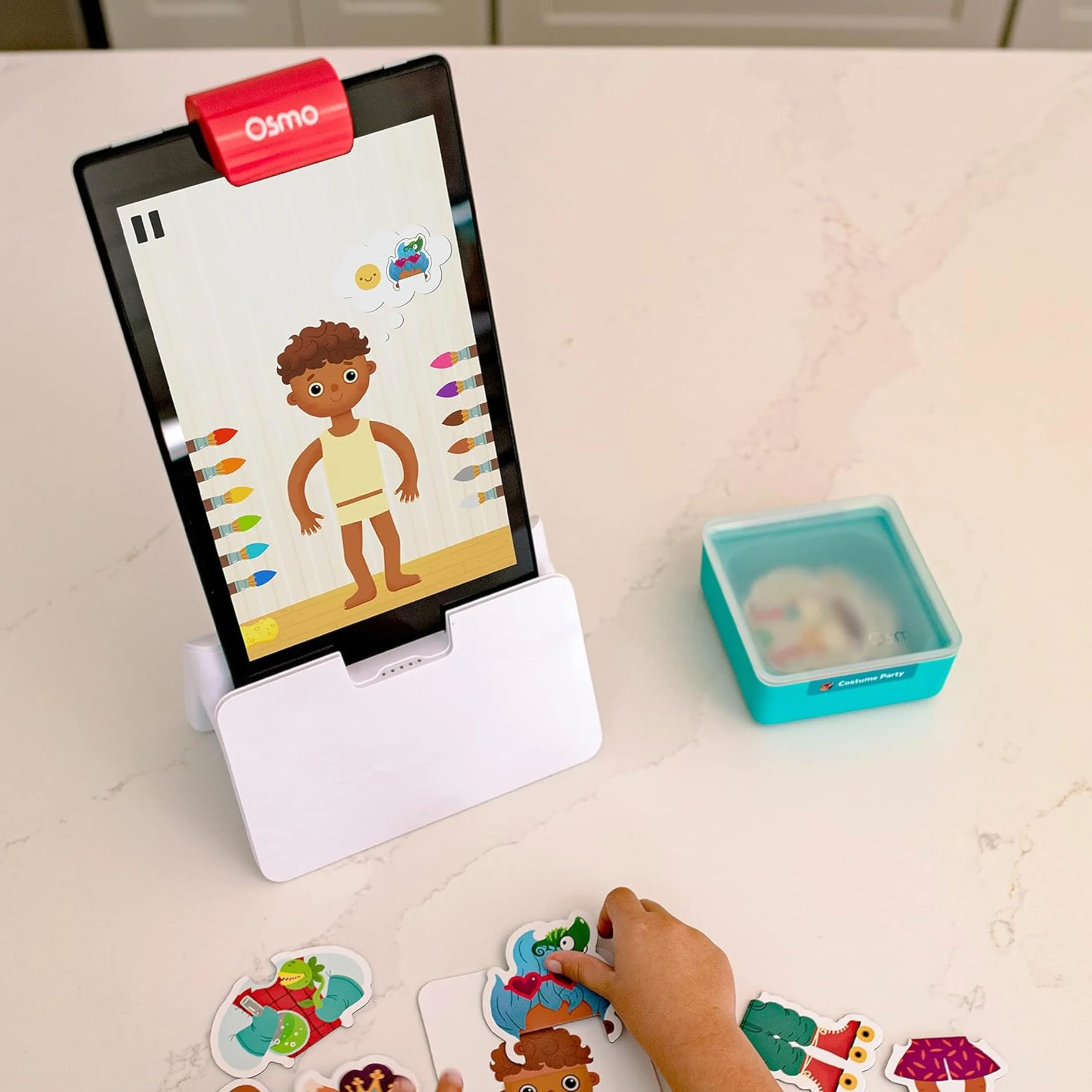 Osmo Zestaw startowy Little Genius do tabletu Fire - 4 edukacyjne gry edukacyjne - wiek przedszkolny - rozwiązywanie problemów i kreatywność - zabawka STEM (podstawa tabletu Osmo Fire w zestawie -
