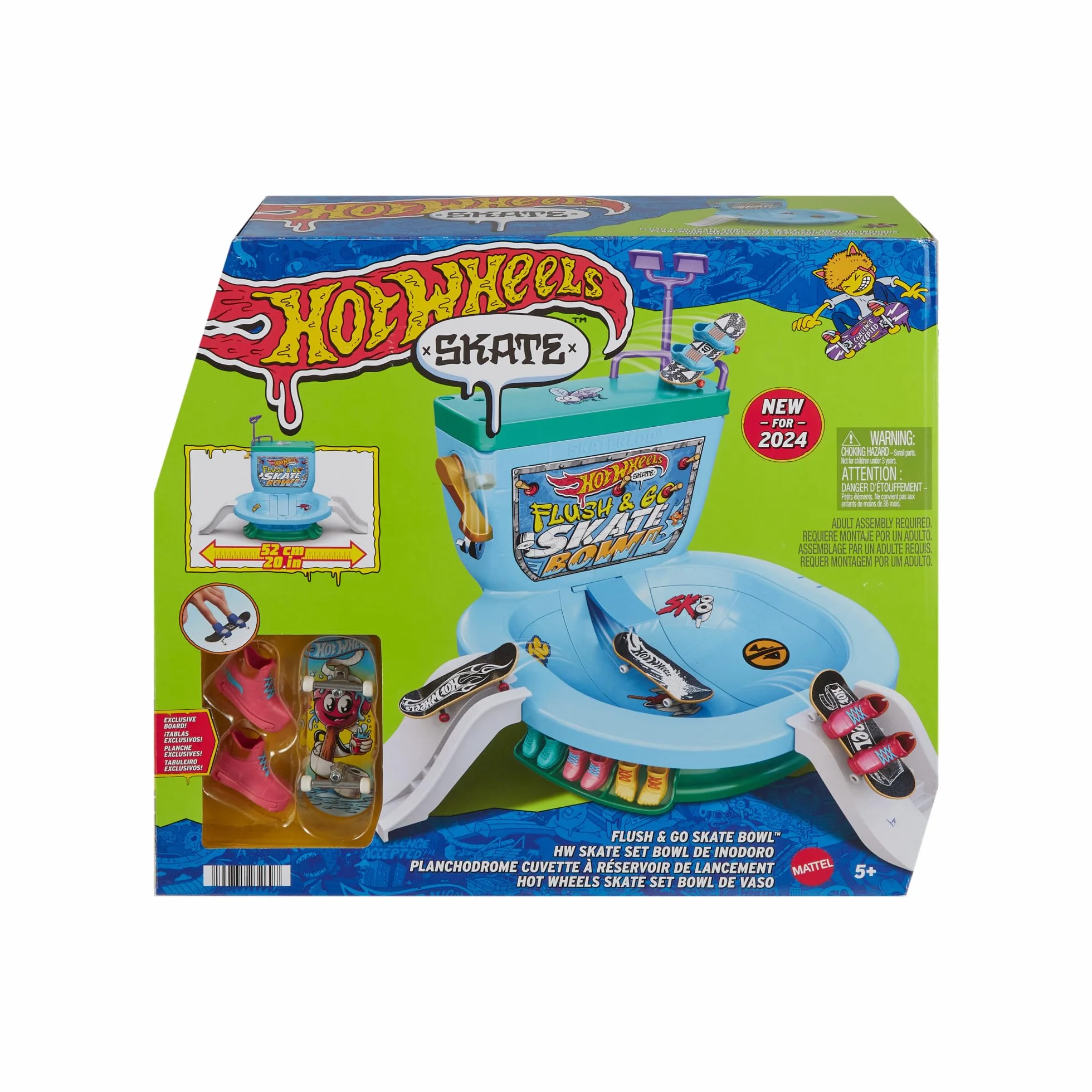 Hot Wheels Skate Odjazdowa muszla Zestaw z 1 wyjątkową deskorolką do jazdy palcami i parą butów na palce, HXL16