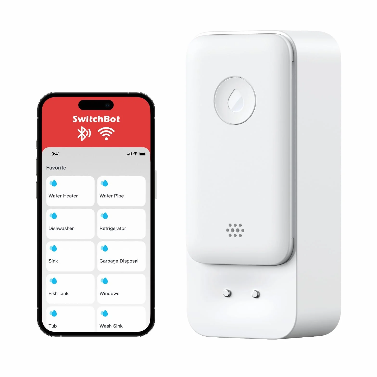 SwitchBot Czujnik wycieku wody, Wi-Fi, nie wymaga hubu, inteligentny, regulowany alarm 100 dB, aplikacja, wodoodporność IP67, bezprzewodowy, do kuchni, łazienki, piwnicy, obsługa 2,4G