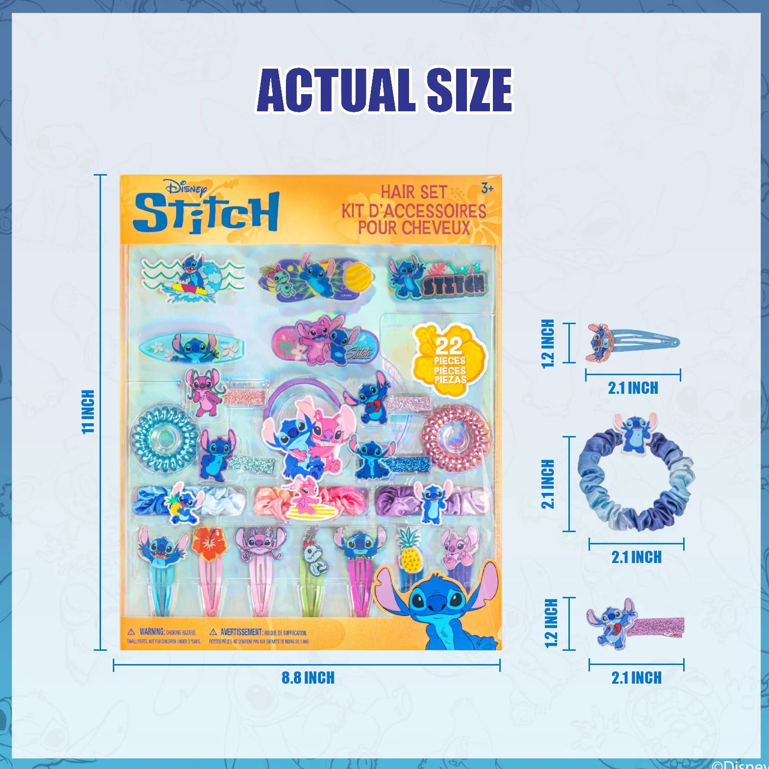 Stitch Akcesoria do Włosów 22 szt Spinki Gumki Dziewczynki 3+