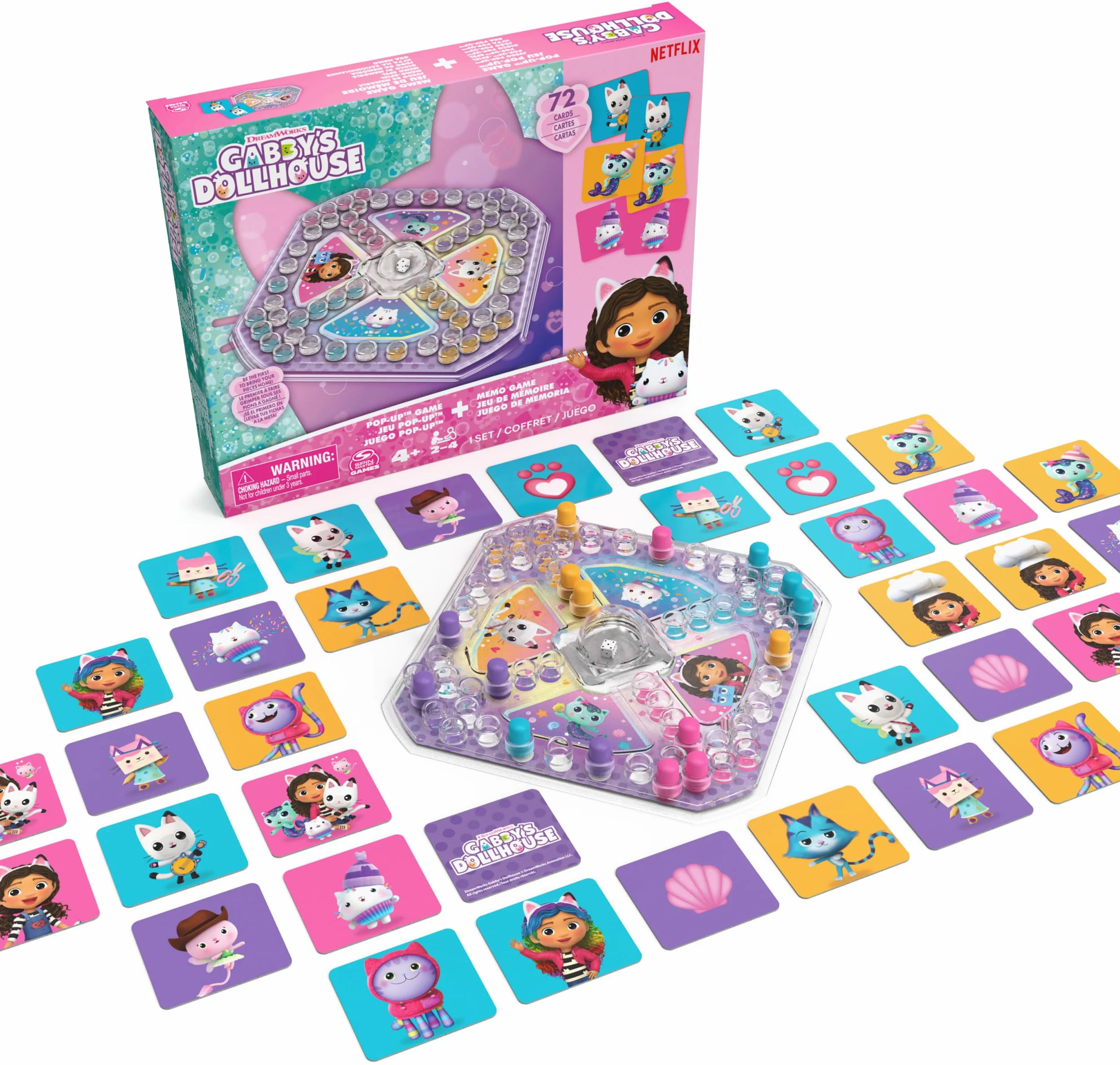 Gabby's Dollhouse Sorry Pop Up i Memo gra zestaw 2 gry, 72 karty, od 4 lat