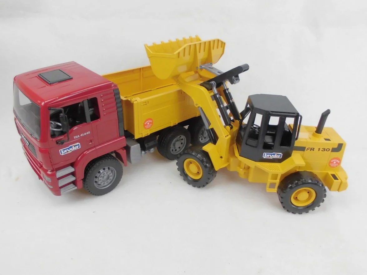 bruder 02752 - Man TGA Wywrotka z przegubową ładowarką kołową FR130 - 1:16 Pojazd, Ciężarówka, Wywrotka, Ładowarka kołowa, Ładowarka, Pojazd budowlany, Plac budowy