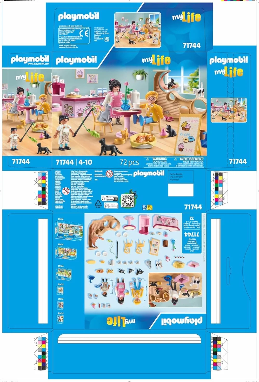 PLAYMOBIL | My Life | Kawiarnia dla kotów | Zabawka dla dzieci | Zestaw z figurkami zwierząt | Zabawka dla dzieci powyżej 4 roku życia | 71744