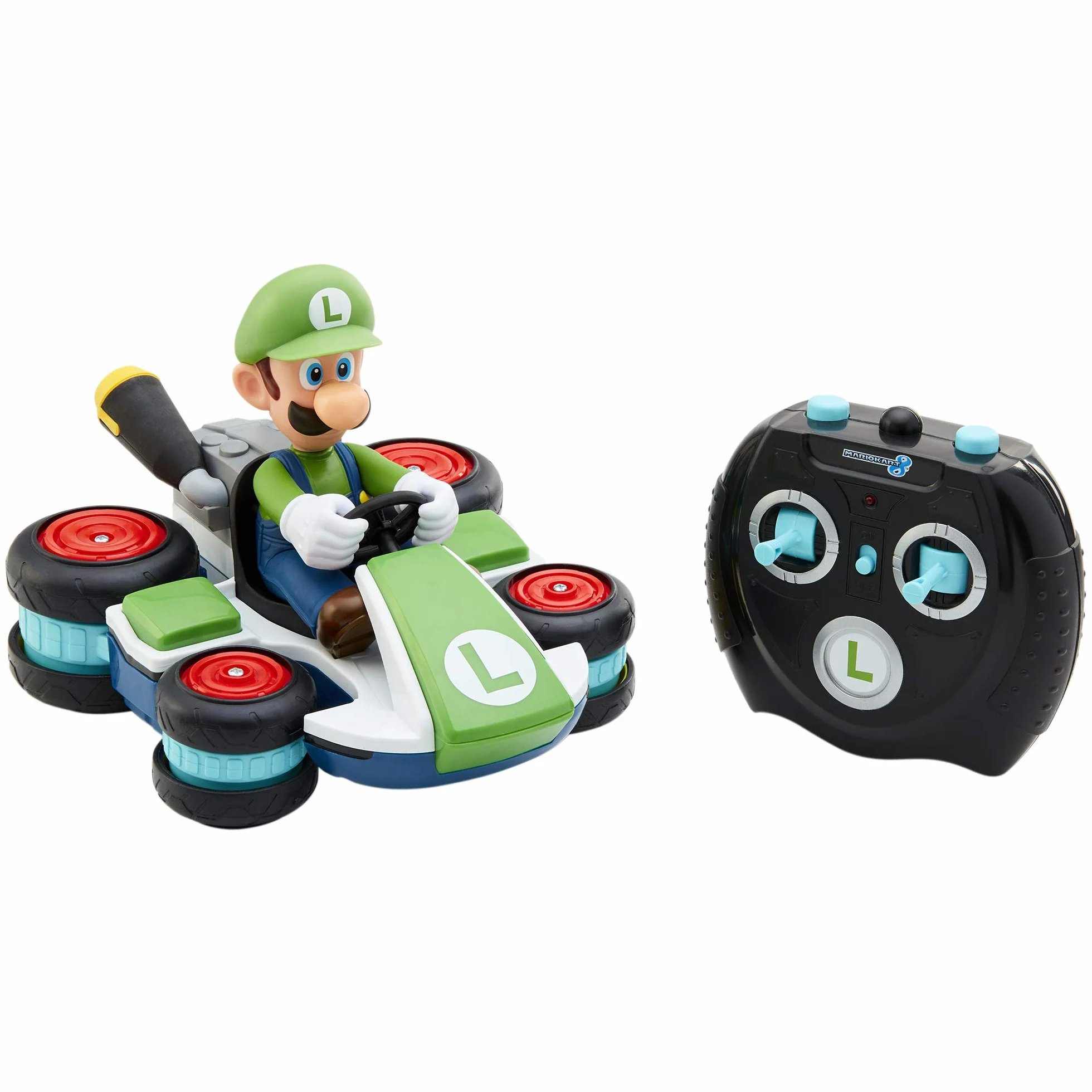 Nintendo Super Mario Kart Luigi RC Racer, 2,4 Ghz, z w Pełni Funkcjonalną Kierownicą, Samochód Luigi Race RC, Wielokolorowy