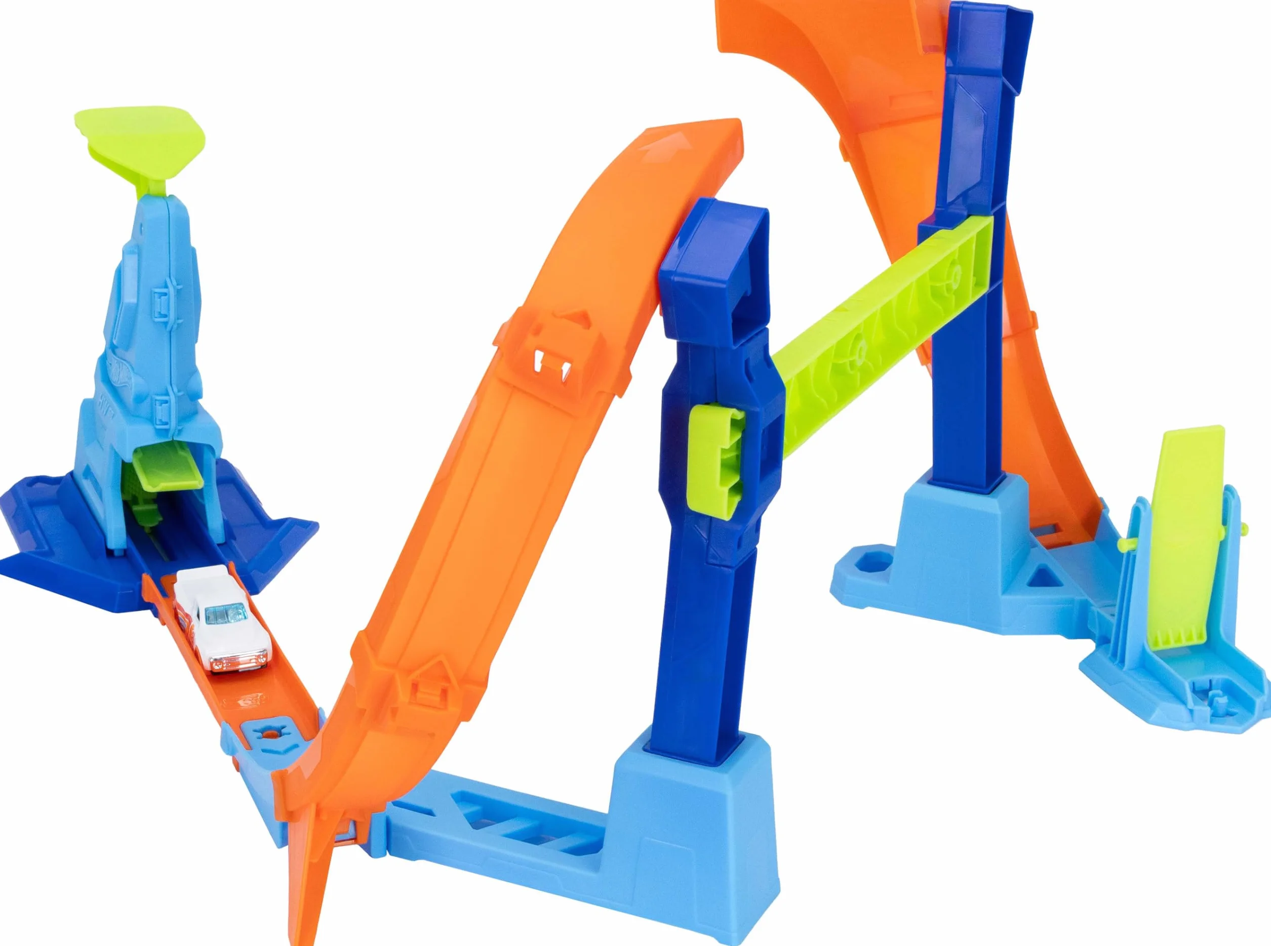 Hot Wheels JLM91 Stunt Tracks Mistrzowski skok na pętli Zestaw tor wyścigowy Speed Snap 1:64 dla dzieci 4+