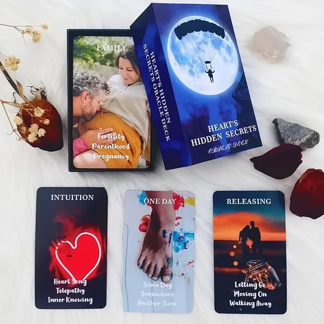 Twin Flame Love Oracle Cards, Hearts Hidden Secrets Oracle Deck, 78 kart tarota dla początkujących, pomaga odkryć, co naprawdę jest w ich przestrzeni serca