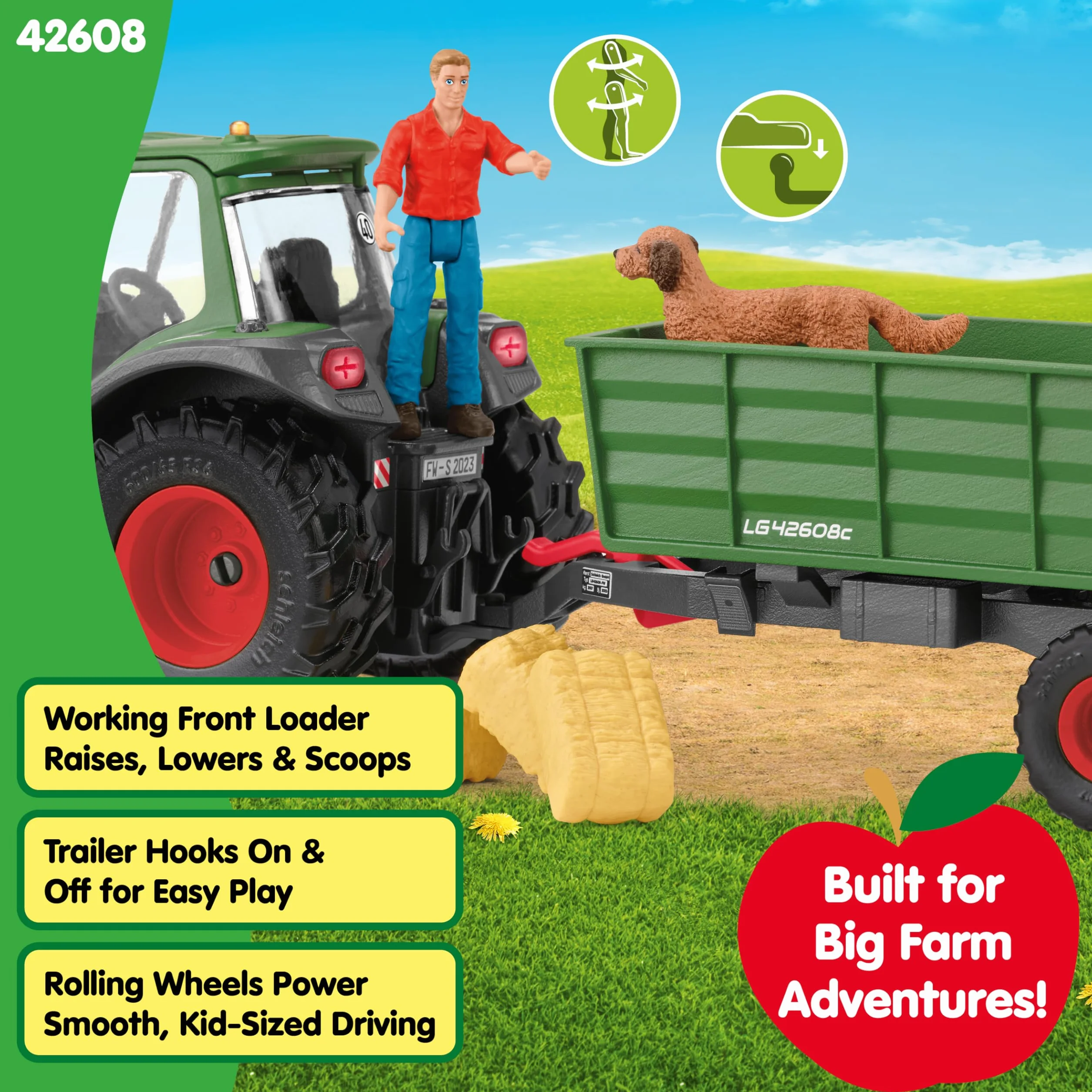 schleich 42608 Traktor z przyczepą, od 3 lat, FARM WORLD - Zestaw do zabawy, 50 kawałki