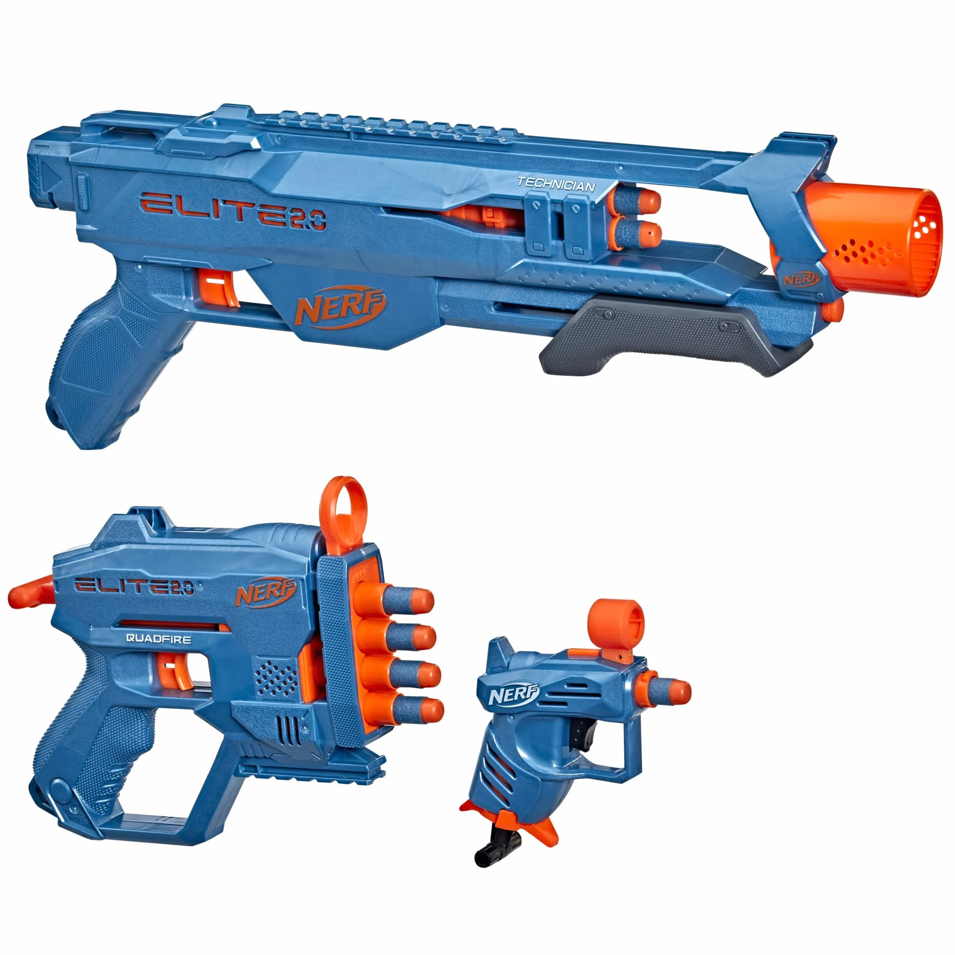 Nerf Elite 2.0 LoaoutPack 3Pack Technician DS-2, QuadFire QS-4 i Ace SD-1 + 14 Strzałek F4178