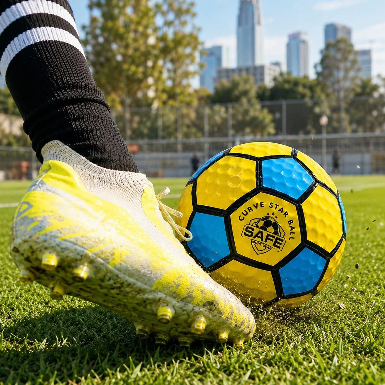Safe Sport Gear Curve Star Football - Curve Your Shots Like a Pro dzięki temu zabawnemu prezentowi piłkarskiemu dla dzieci - niesamowita lekka piłka nożna rozmiar 5 dla dzieci