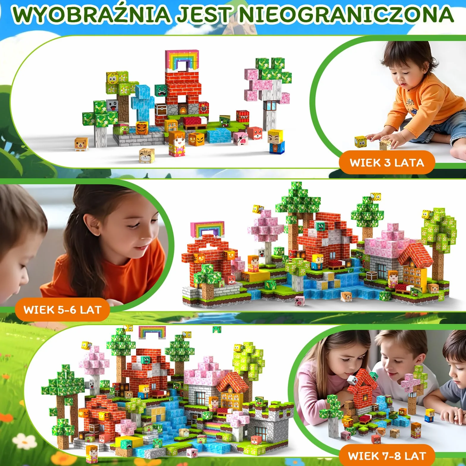Klocki Magnetyczne 150 PCS 2CM Zabawki STEM Montessori dla Dzieci 3+ Prezenty