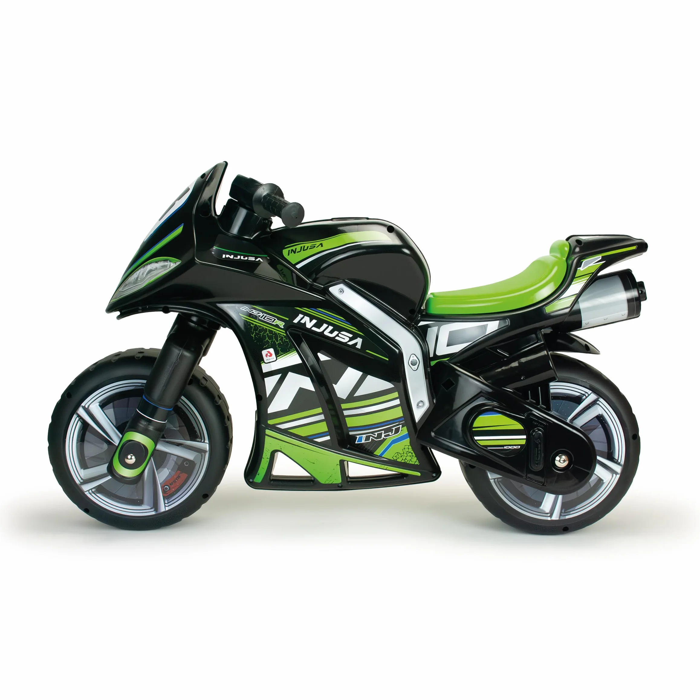 Jeździk Motocyklowy Dla Dzieci Winner XL – Czarny Motorek Biegowy Dla Dzieci Od 4 Do 7 Lat – Stabilny, Sportowy i Bezpieczny – Wyprodukowano w Hiszpanii - INJUSA