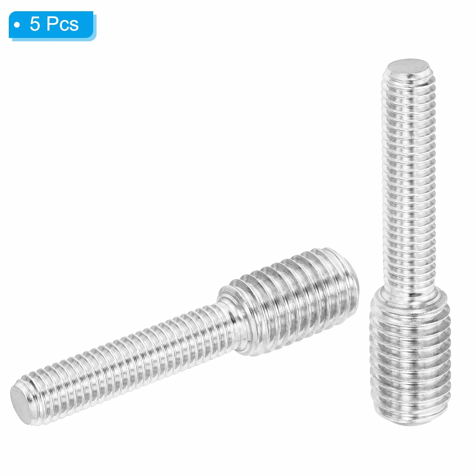PATIKIL M8 x M12 x 55 Śruba z podwójnym końcem z gwintem, 5 szt. 304 ze stali nierdzewnej adapter redukcyjny do sprzętu meblowego, długość 55 mm