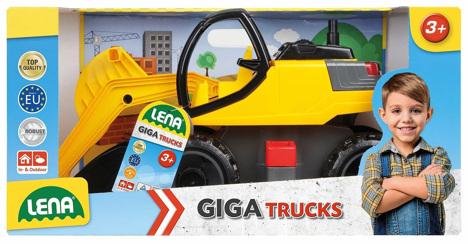 Lena 02141, Duża Koparka Dla Dzieci, Czarny/Żółty, 80 cm
