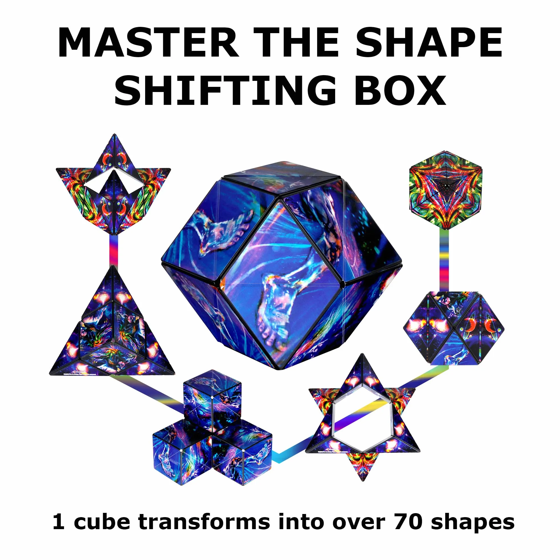 SHASHIBO Shape Shifting Box - Magnetyczna Kostka Fidget z 36 Magnesami, Ponad 100 Kształtów (Cosmic)