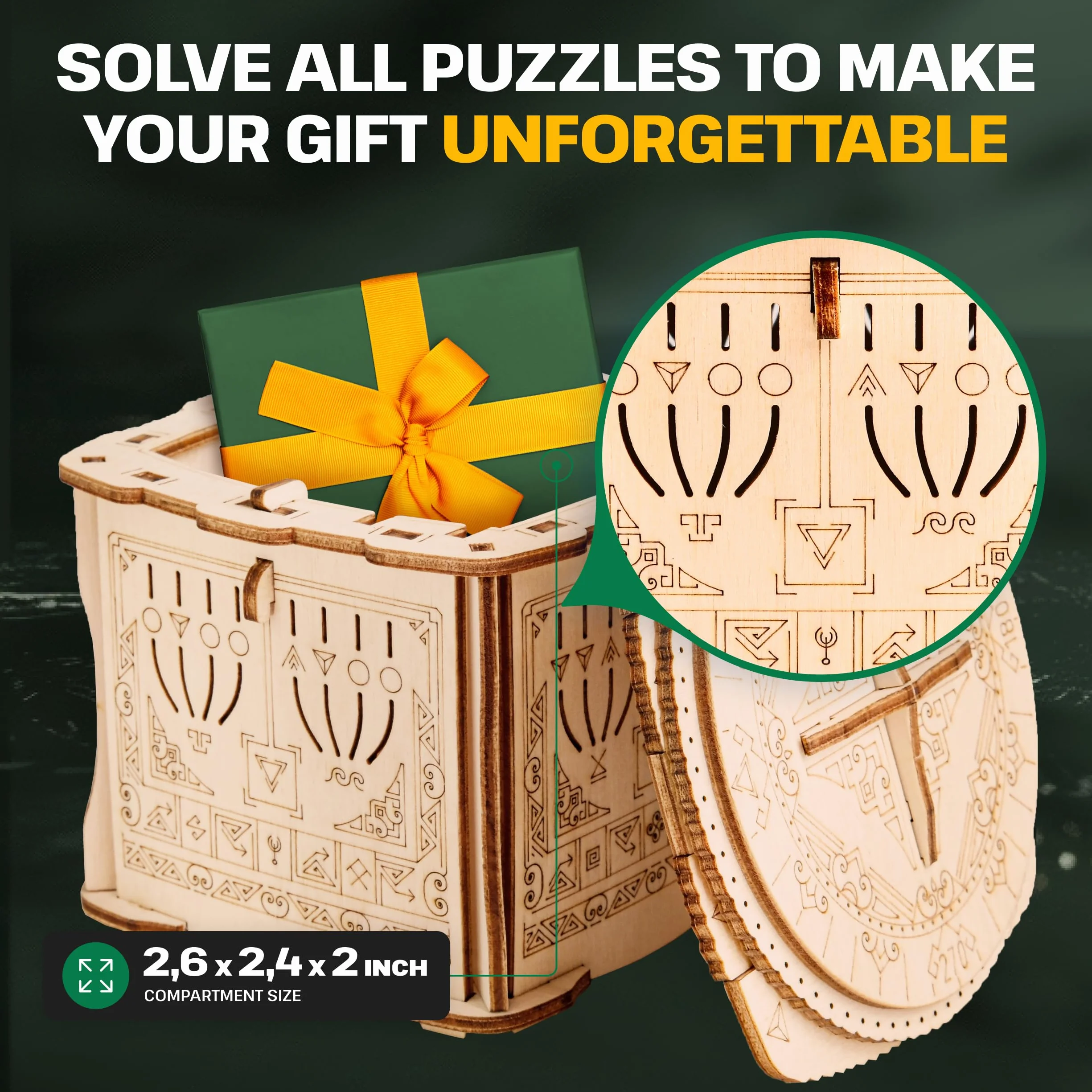 ESC WELT Wooden Secret Lock Box – kreatywne pudełko prezentowe na pieniądze, bony, karty podarunkowe – gra w drewniane pudełko 3D – puzzle prezentowe – pudełko prezentowe dla młodzieży i dorosłych –