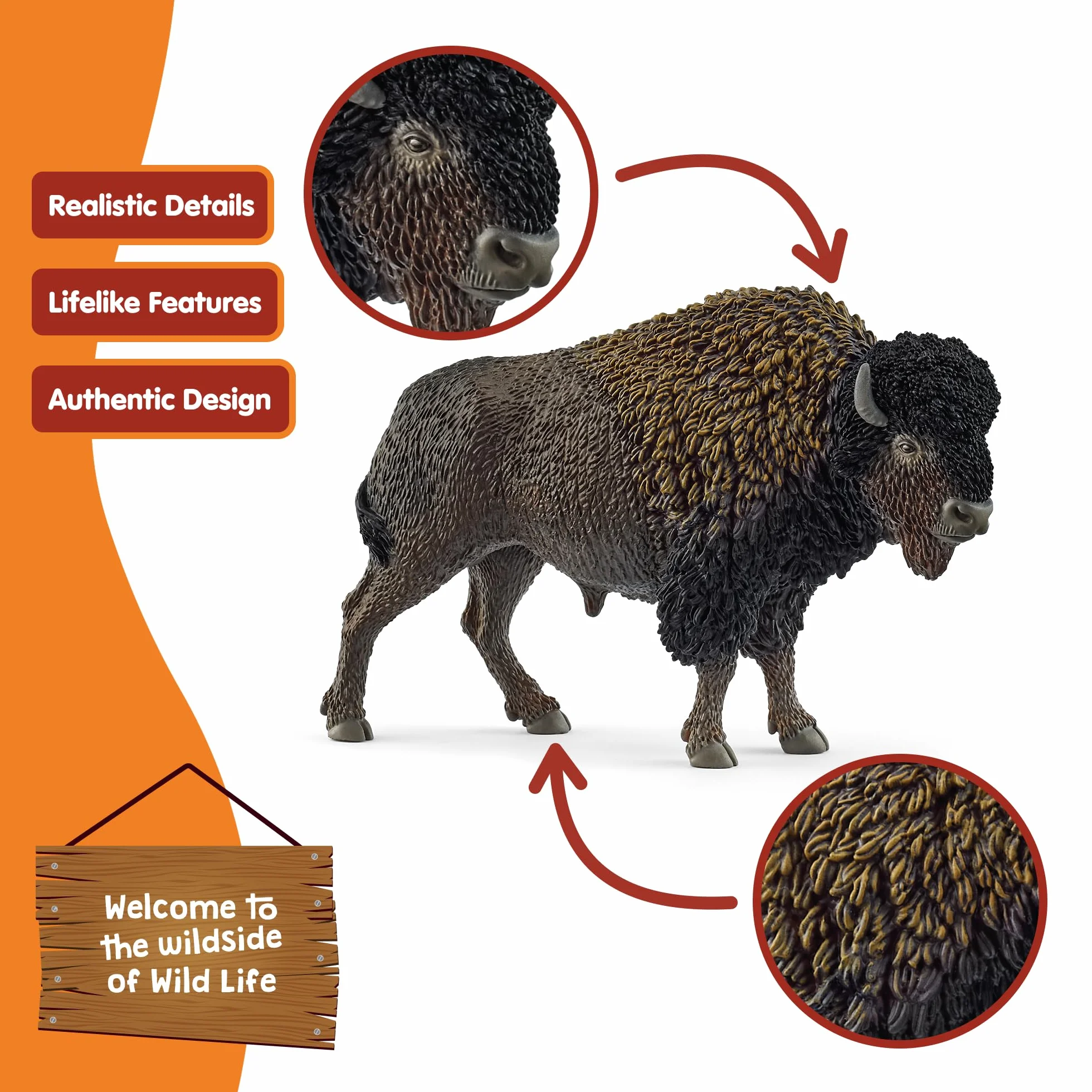schleich WILD LIFE | Bizon 14879 | realistyczna figurka zwierzęcia | zabawka edukacyjna i do zoo | idealny prezent dla chłopców i dziewczynek | dekoracja na urodziny | od 3 lat | 13 x 4 x 8 cm