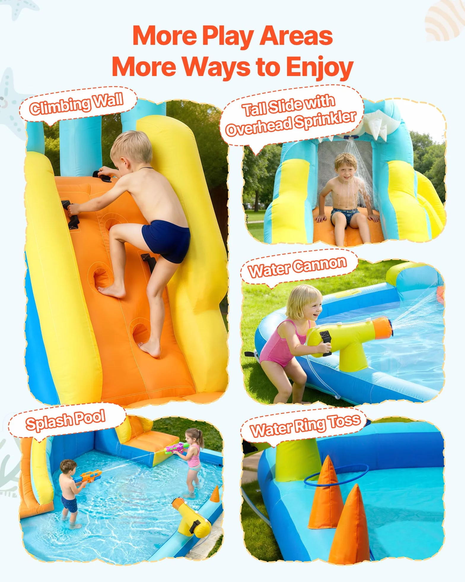 VEVOR Nadmuchiwany zamek dla dzieci park wodny 353 x 400 x 235 cm, dmuchany zamek ze zjeżdżalnią ścianą wspinaczkową pojemność ok. 3-4 dzieci w wieku 3-8 lat, zabawa wodna na zewnątrz