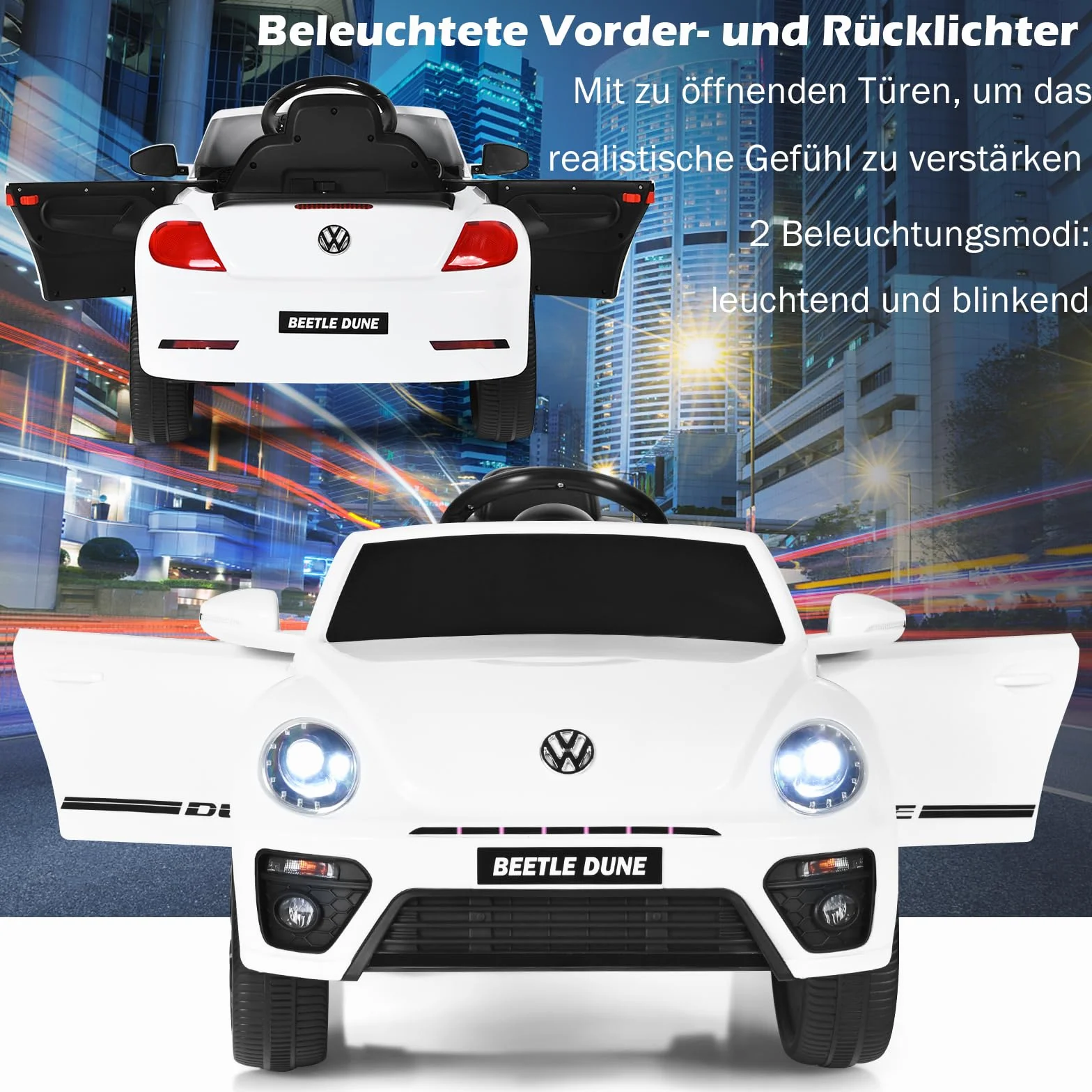 COSTWAY Samochód elektryczny dla dzieci 12 V VW Beetle z pilotem 2,4 G biały