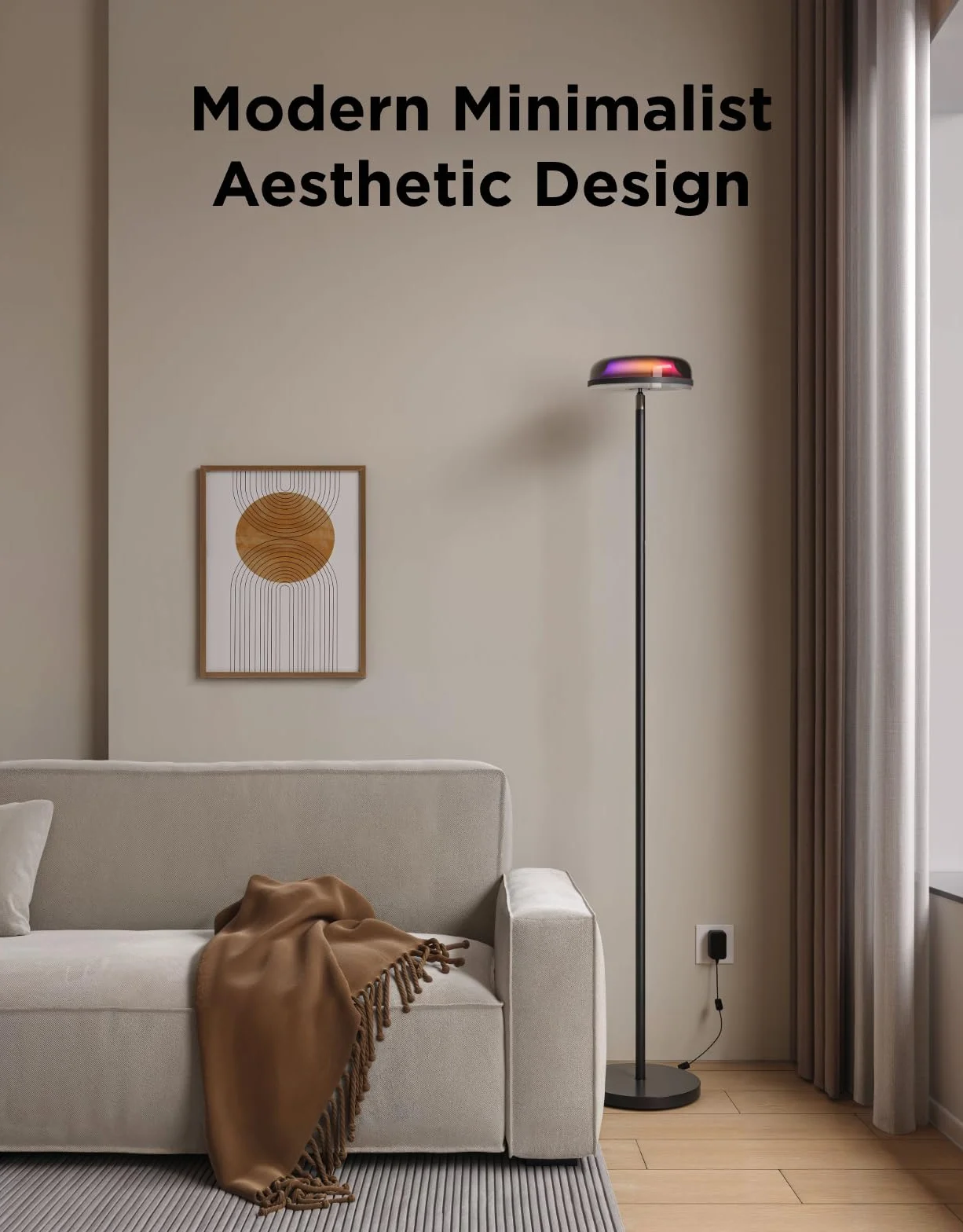 Govee Uplighter Lampy podłogowe niezależne od trzech stref, RGBIC ciepłe i zimne białe falowane oświetlenie lampa działa z Matter i Alexa, 80+ trybów sceny, 1000 lm, 2700-6500 K, idealna do salonu