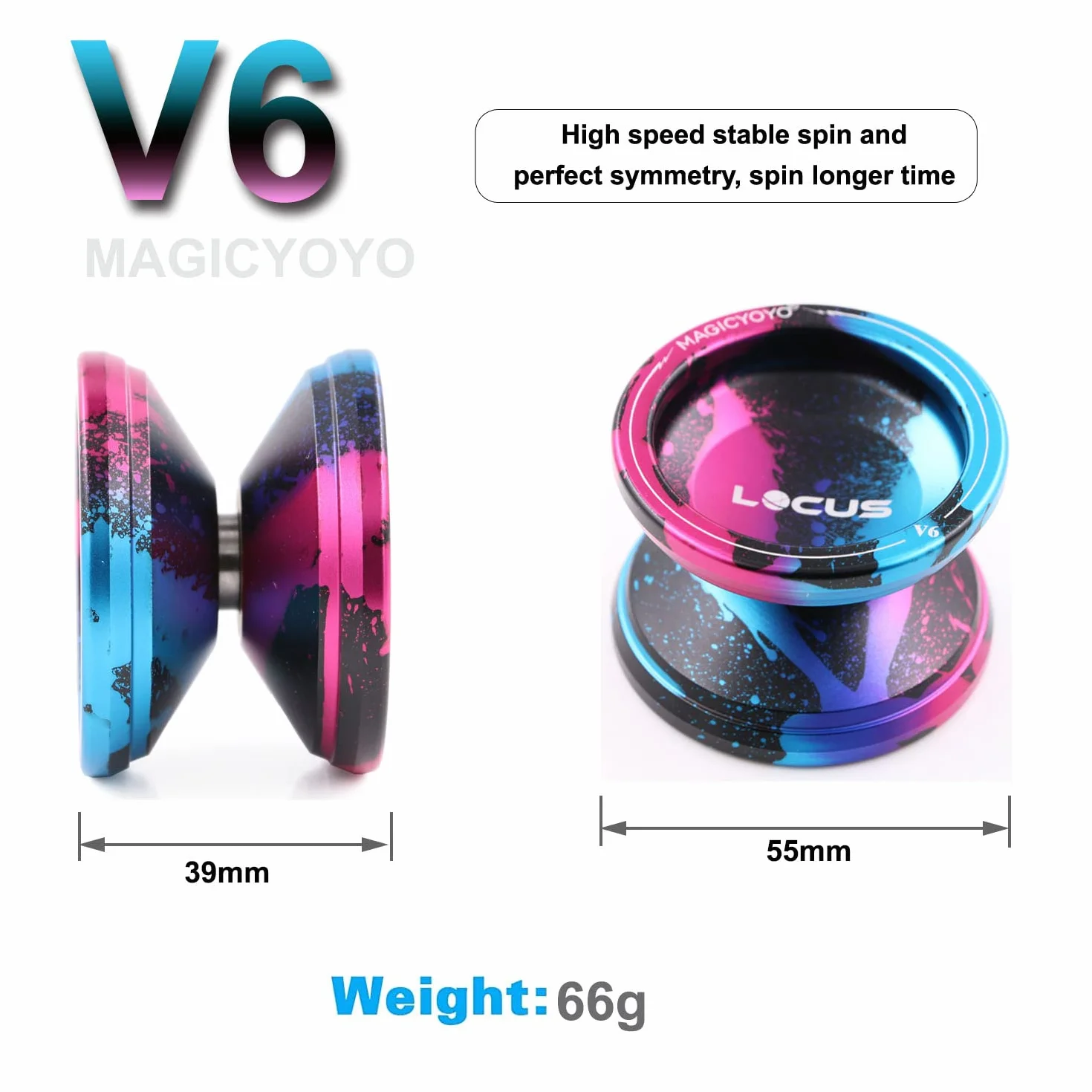 MAGICYOYO V6 Pro responsywne Yoyo z niereagującym łożyskiem metalowy dla dzieci dorosłych różowy czarny niebieski