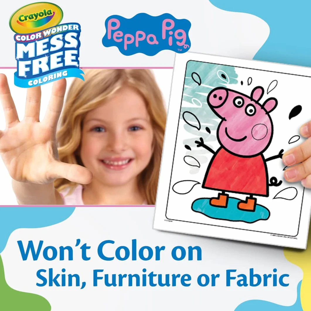 CRAYOLA Color Wonder - Peppa Pig Mess-Free Colouring Book (Includes 18 Colouring Pages & 5 Magic Color Wonder Markers)